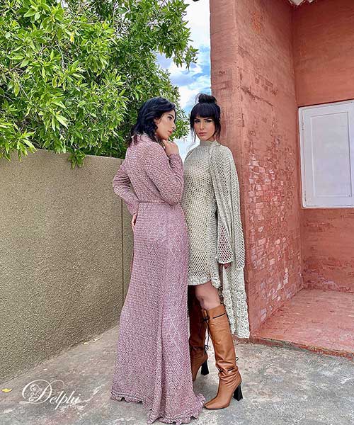 Mix weave Wrap Dress