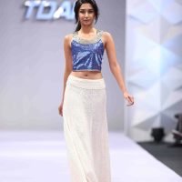 Panelled crochet skirt with bustier