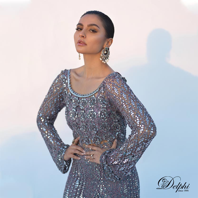 Lilac Anarkali with floral bodice