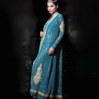 Crochet coat with zardozi work