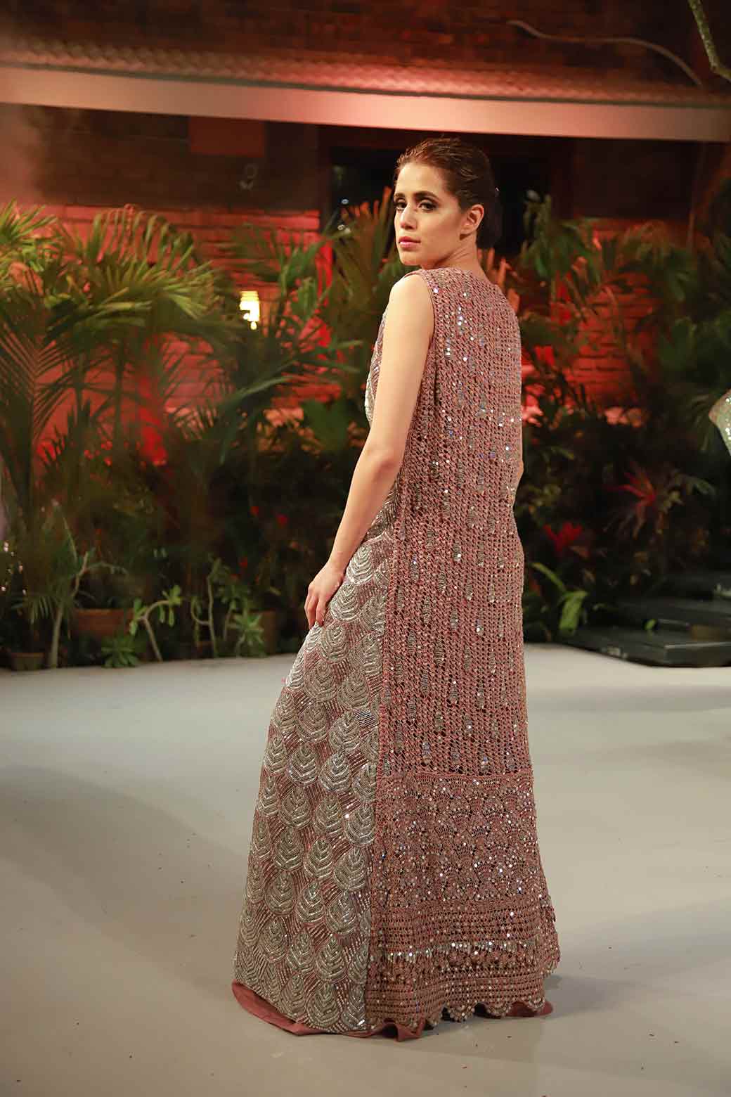 Delphi Fusion silk and crochet jacket with zardozi work