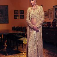Crochet Lehnga choli with floral crochet jacket(Click on image for price on request)