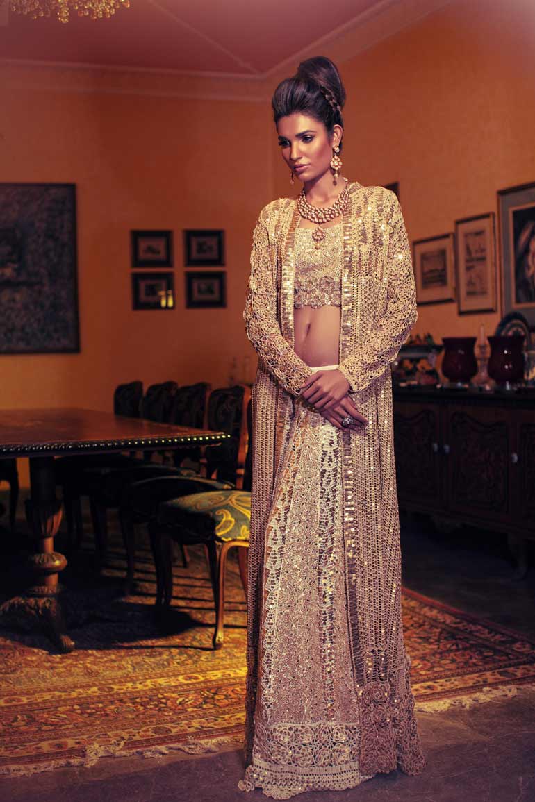 Crochet Lehnga choli with floral crochet jacket(Click on image for price on request)