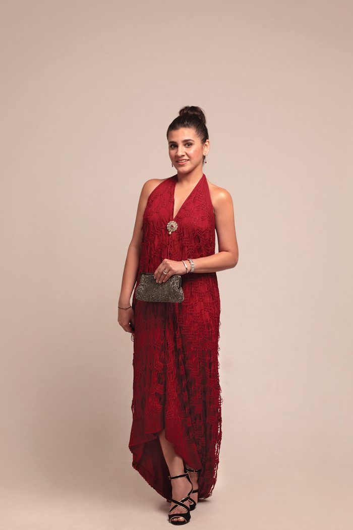 Assymetrical halter dress