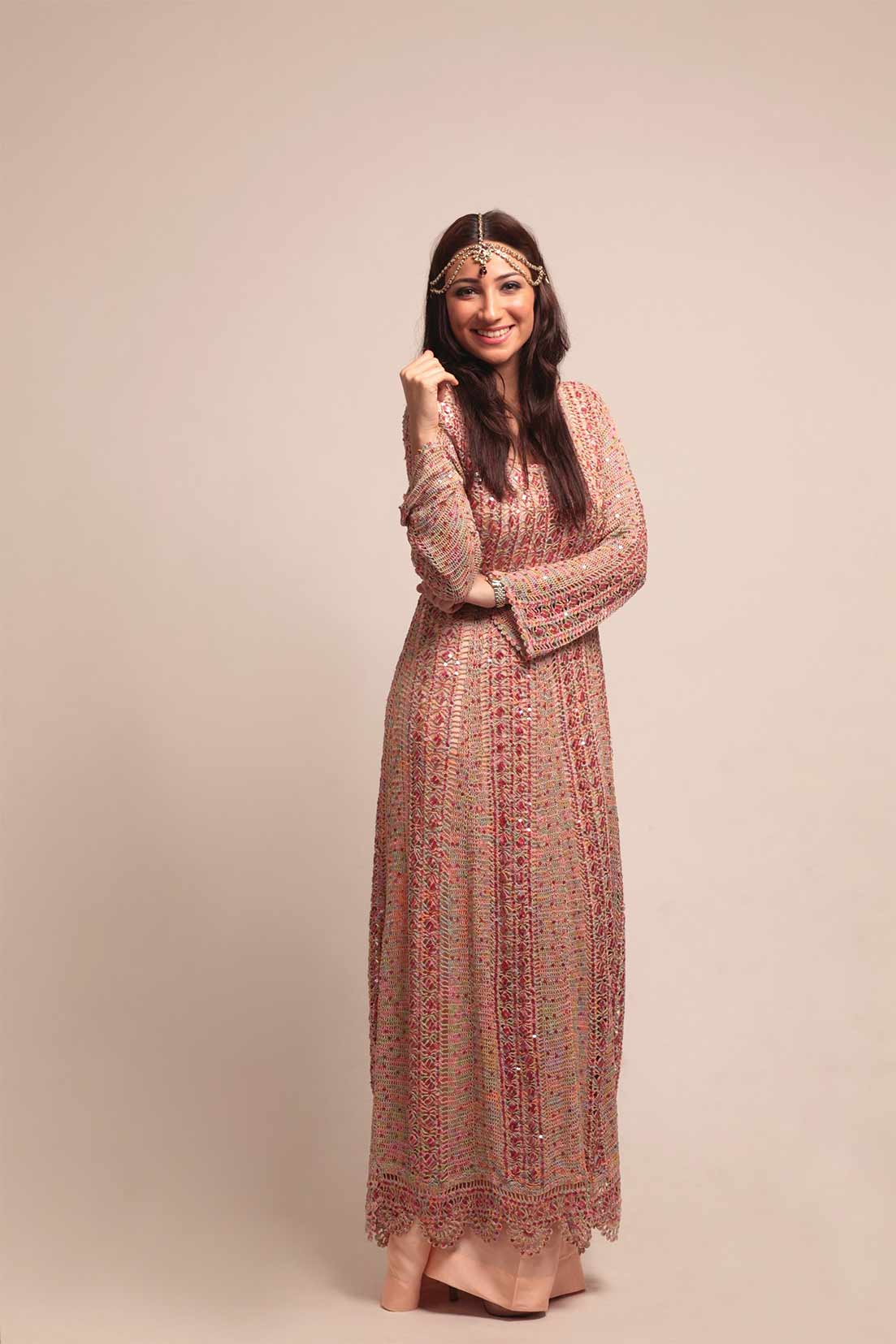 Mix hues Anarkali set