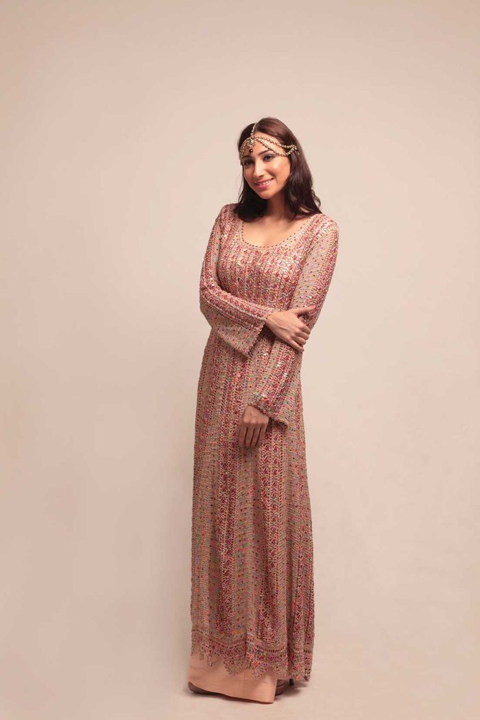 Mix hues Anarkali set