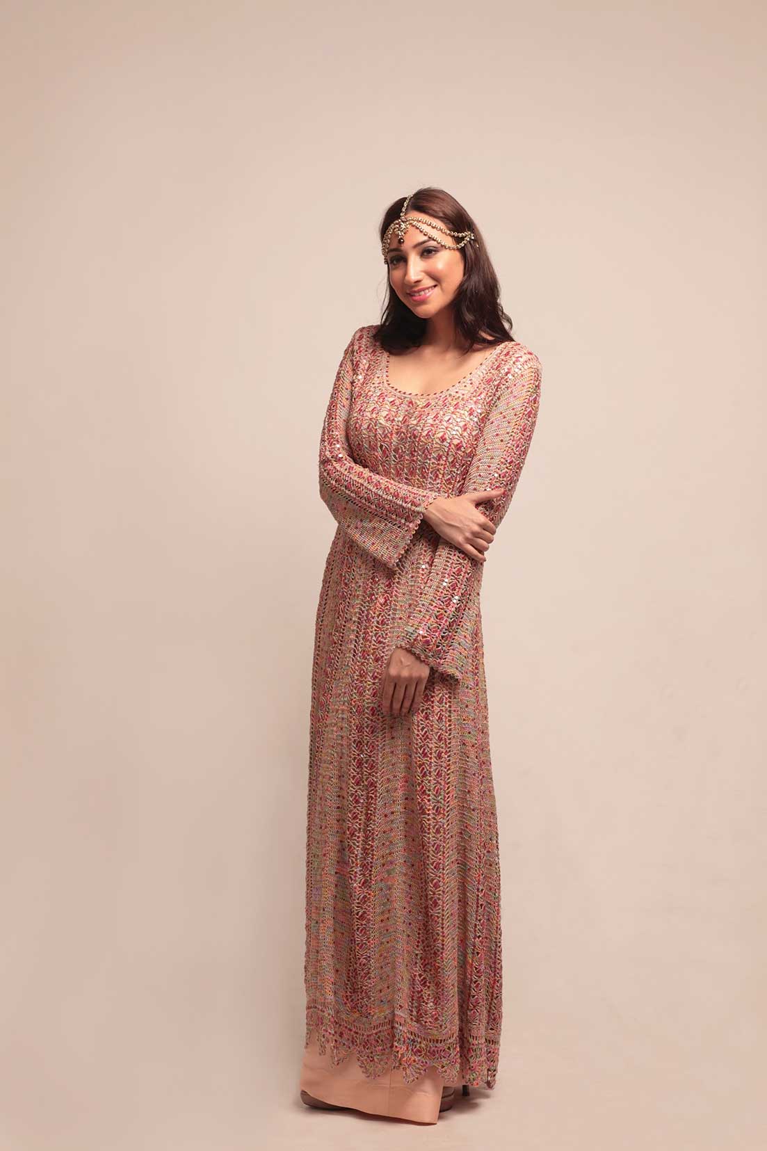 Mix hues Anarkali set