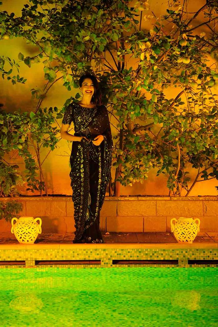 Trousseau floral Sari with diamantes