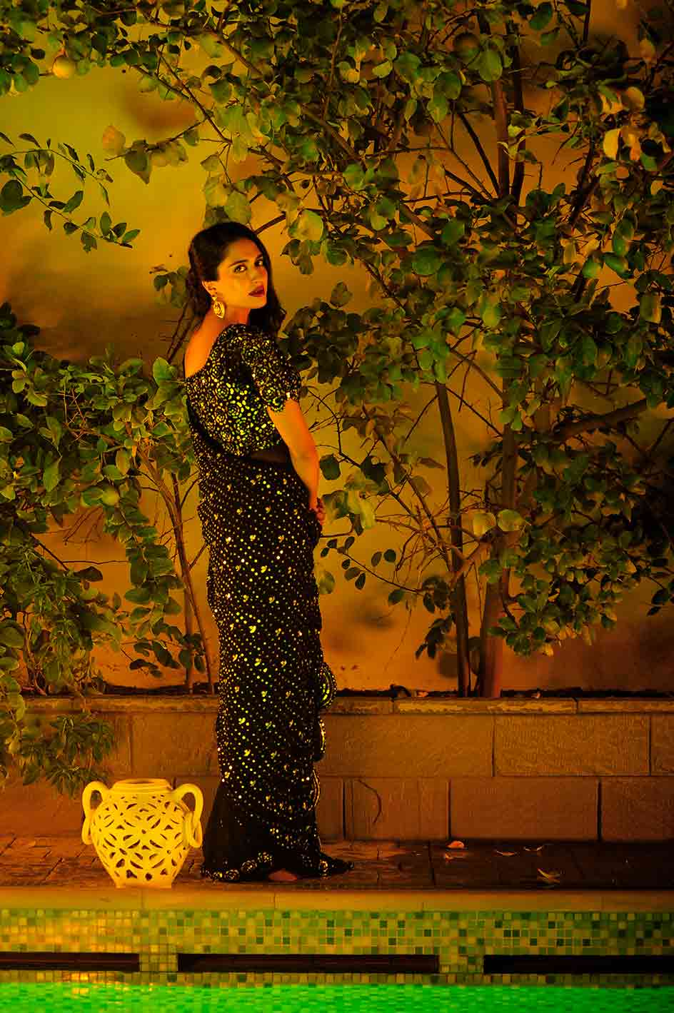 Trousseau floral Sari with diamantes