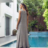 Pewter grey 3 Panel long dress