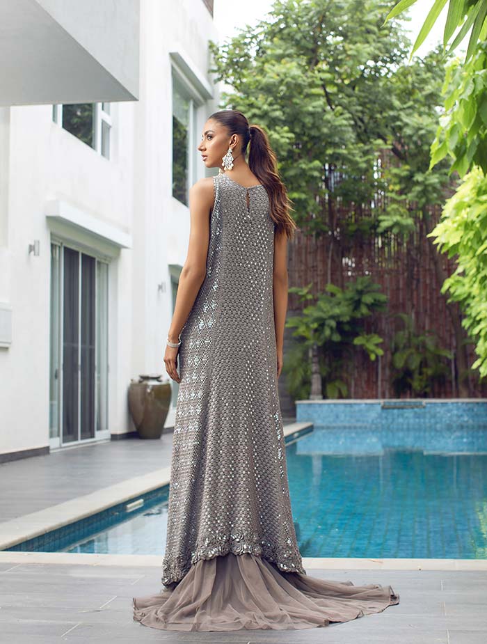 Pewter grey 3 Panel long dress